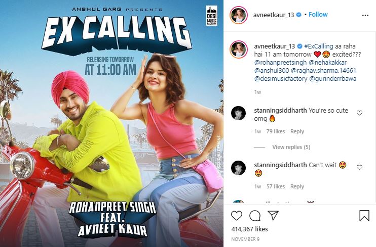 Avneet Kaur Is Collaborating With Rohanpreet Singh For Another Music Video
