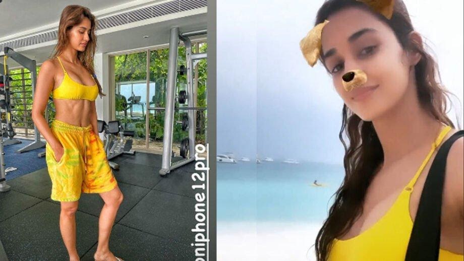Disha Patani bold looks in yellow sport dress