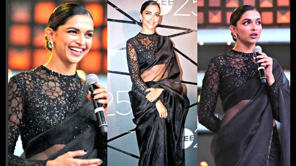 Deepika Padukone in Black Sheer Blouse 1