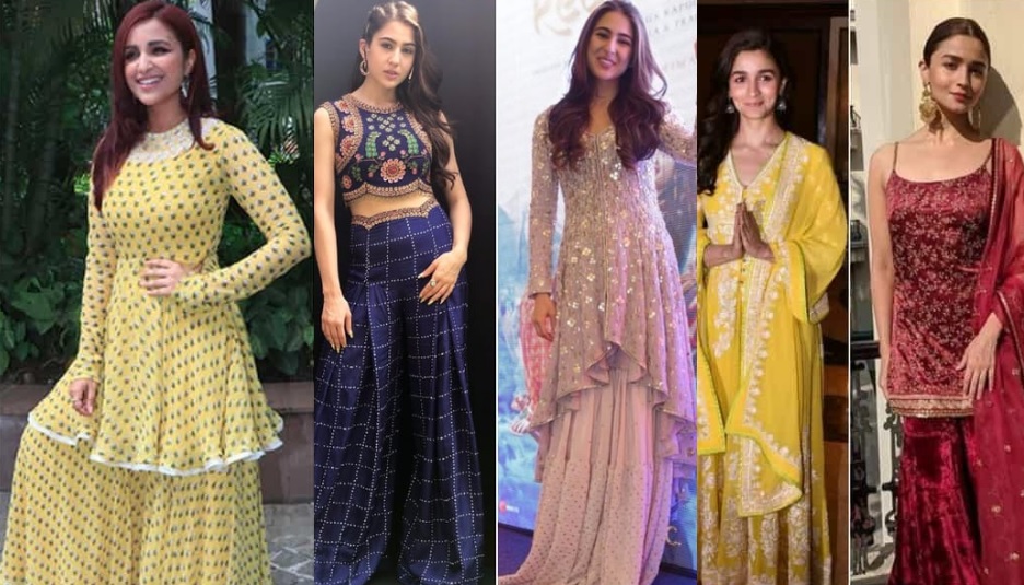 Sara Ali Khan, Parineeti Chopra, Alia Bhatt; In Sharara Suit