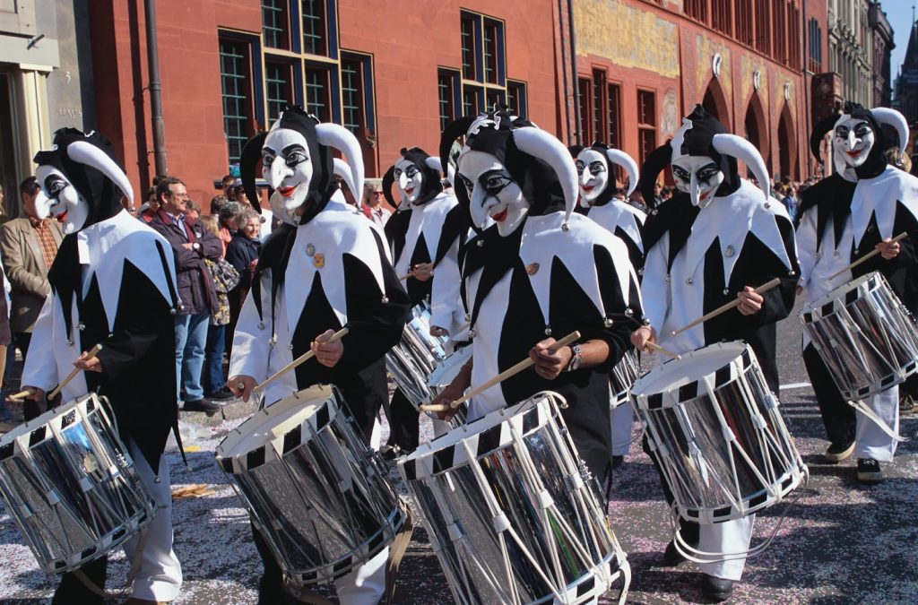 Drumming Jesters At Fasnacht Festival