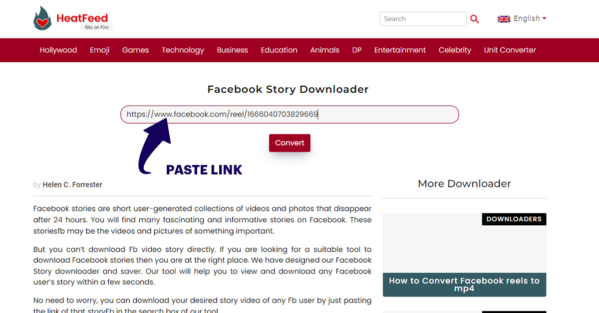 paste facebook reel link