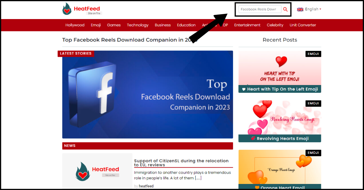 Search Heatfeed Facebook Reels Downloader